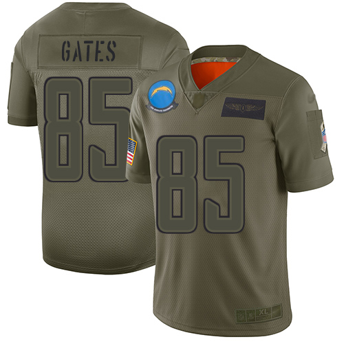 Los Angeles Chargers #85 Antonio Gates Camo Youth Stitched Limited 2019 Salute to Service Jersey Youth