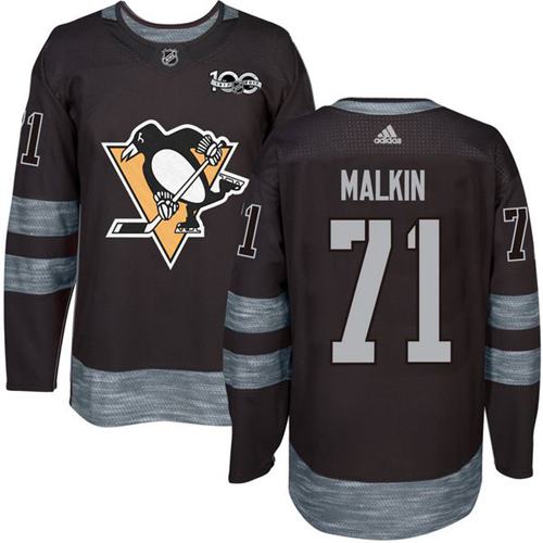 Adidas Pittsburgh Penguins #71 Evgeni Malkin Black 1917-2017 100th Anniversary Stitched Jersey Men's
