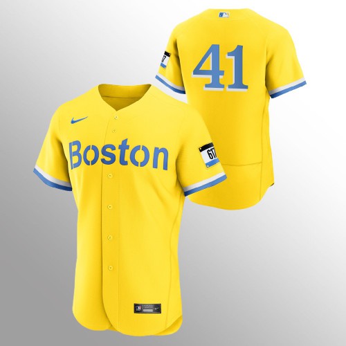 Boston Boston Red Sox #41 Chris Sale Men's 2021 City Connect Gold Authentic Jersey - No Name Men's