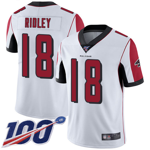 Falcons #18 Calvin Ridley White Youth Stitched 100th Season Vapor Limited Jersey