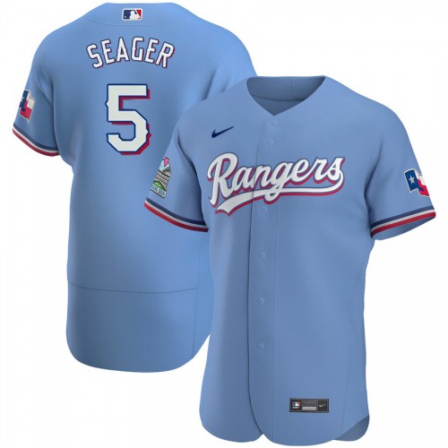 Texas Texas Rangers #5 Corey Seager Men's Light Blue Alternate 2020 Authentic Team Jersey Men's