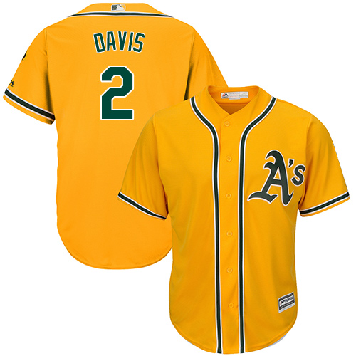 Oakland Athletics #2 Khris Davis Gold Cool Base Stitched Youth Jersey Youth