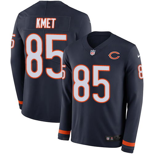 Chicago Bears #85 Cole Kmet Navy Blue Team Color Men's Stitched Limited Therma Long Sleeve Jersey Men's
