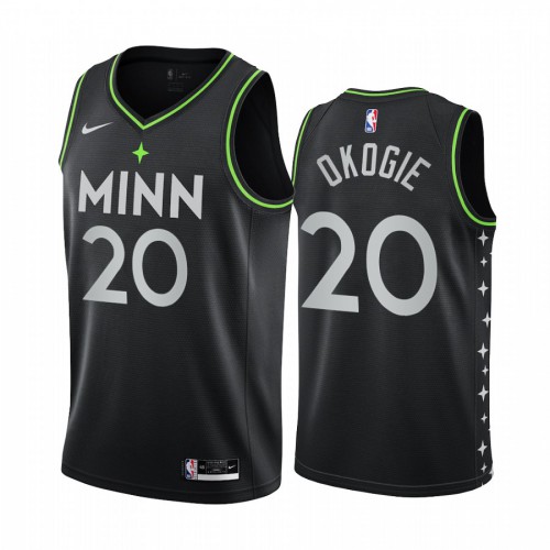Minnesota Timberwolves #20 Josh Okogie Black Swingman 2020-21 City Edition Jersey Mens