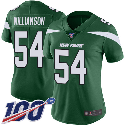 New York Jets #54 Avery Williamson Green Team Color Women's Stitched 100th Season Vapor Limited Jersey Womens