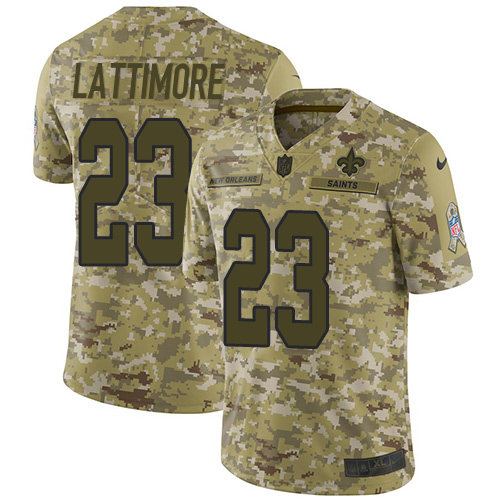 New Orleans Saints #23 Marshon Lattimore Camo Men's Stitched Limited 2018 Salute To Service Jersey Men's