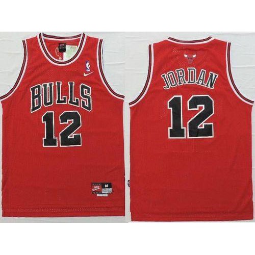 Chicago Bulls #12 Michael Jordan Red Throwback Stitched Jersey Mens