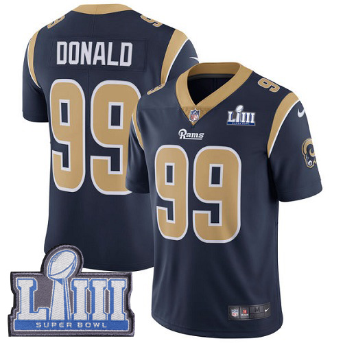 Rams #99 Aaron Donald Navy Blue Team Color Super Bowl LIII Bound Men's Stitched Vapor Untouchable Limited Jersey