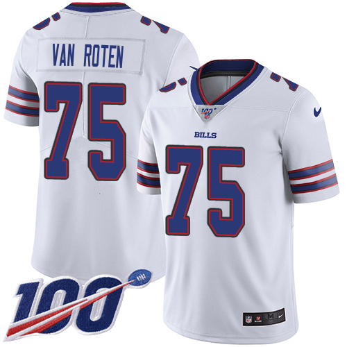 Bills #75 Greg Van Roten White Youth Stitched 100th Season Vapor Limited Jersey