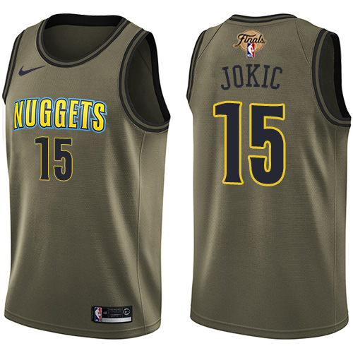 Nuggets #15 Nikola Jokic Green 2023 Finals Patch Salute To Service Swingman Jersey