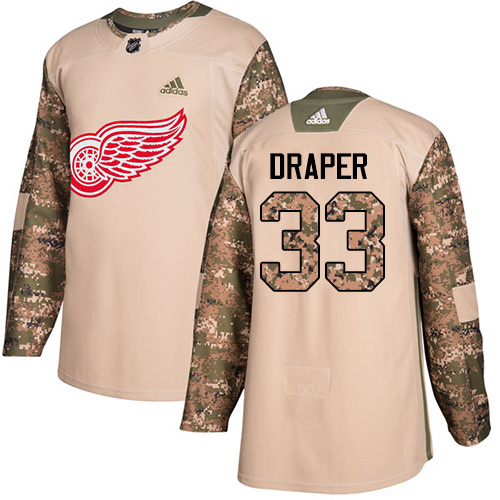 Adidas Detroit Red Wings #33 Kris Draper Camo Authentic 2017 Veterans Day Stitched Jersey Men's
