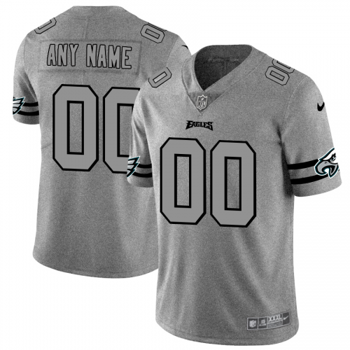 Philadelphia Eagles Custom Men's Gray Gridiron II Vapor Untouchable Limited Jersey