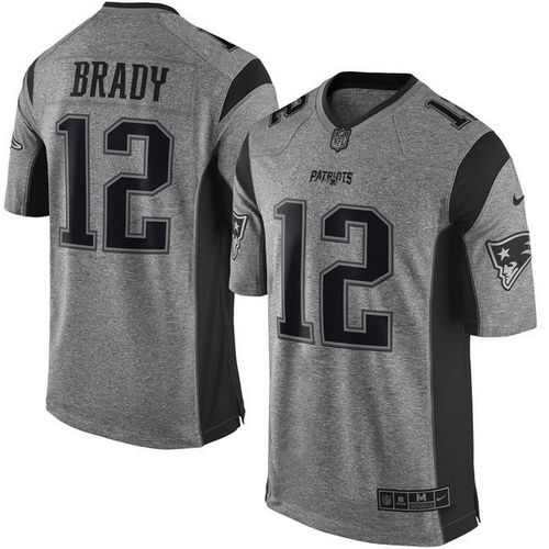 Patriots #12 Tom Brady Gray Men's Stitched Limited Gridiron Gray Jersey