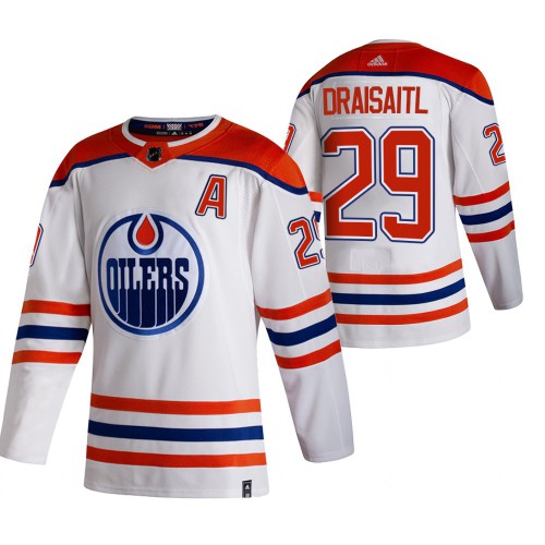 Edmonton Edmonton Oilers #29 Leon Draisaitl White Men's Adidas 2020-21 Reverse Retro Alternate Jersey Men's