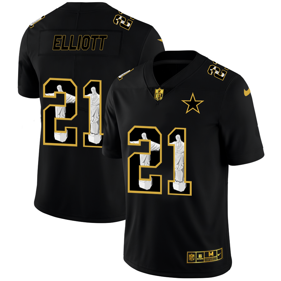Dallas Cowboys #21 Ezekiel Elliott Carbon Black Vapor Cristo Redentor Limited Jersey