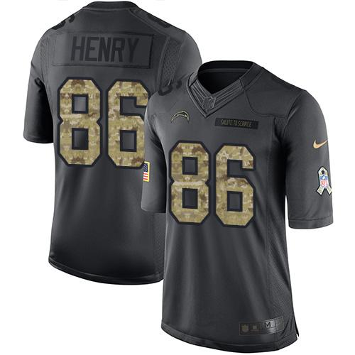Los Angeles Chargers #86 Hunter Henry Black Men's Stitched Limited 2016 Salute to Service Jersey Men's