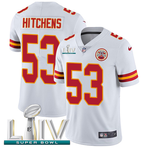 Kansas City Chiefs #53 Anthony Hitchens White Super Bowl LIV 2020 Youth Stitched Vapor Untouchable Limited Jersey Youth