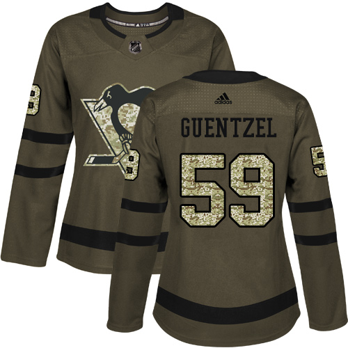 Adidas Pittsburgh Penguins #59 Jake Guentzel Green Salute to Service Women's Stitched Jersey Womens