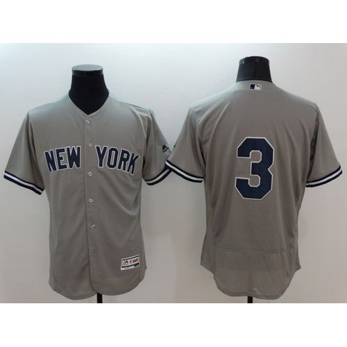 New York Yankees #3 Babe Ruth Grey Flexbase Authentic Collection Stitched Jersey Men's