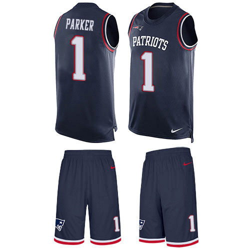 Patriots #1 DeVante Parker Navy Blue Team Color Men's Stitched Limited Tank Top Suit Jersey