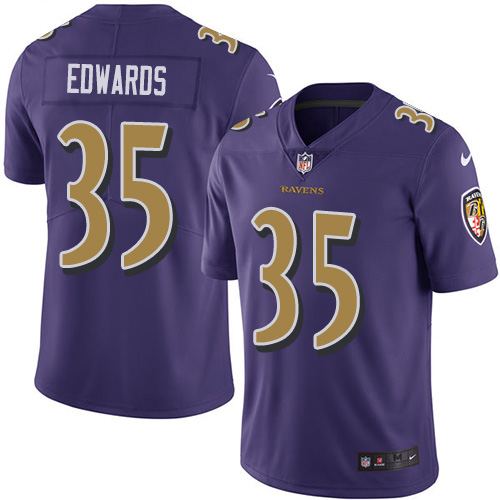 Baltimore Ravens #35 Gus Edwards Purple Men's Stitched Limited Rush Jersey Men's