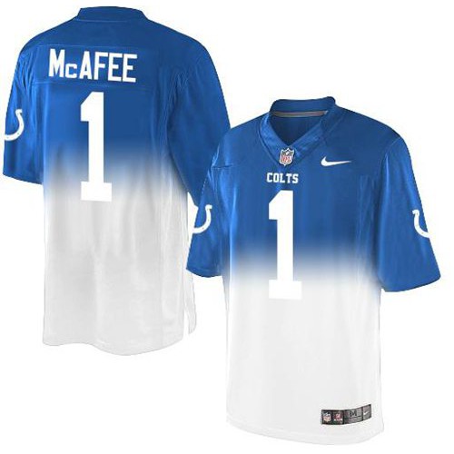 Indianapolis Colts #1 Pat McAfee Royal Blue/White Men's Stitched Elite Fadeaway Fashion Jersey Men's