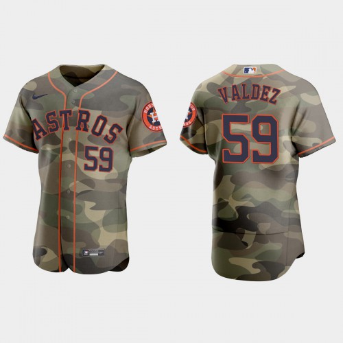 Houston Houston Astros #59 Framber Valdez Men's 2021 Armed Forces Day Authentic Jersey -Camo Men's