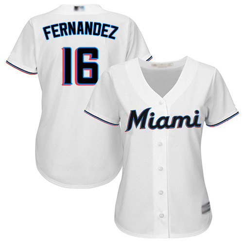 Miami Marlins #16 Jose Fernandez White Home Women's Stitched Jersey Womens