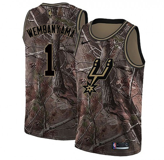San Antonio Spurs #1 Victor Wembanyama Camo Women's Swingman Realtree Collection Jersey