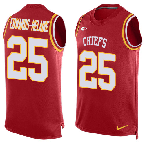 Chiefs #25 Clyde Edwards-Helaire Red Team Color Men's Stitched Limited Tank Top Jersey