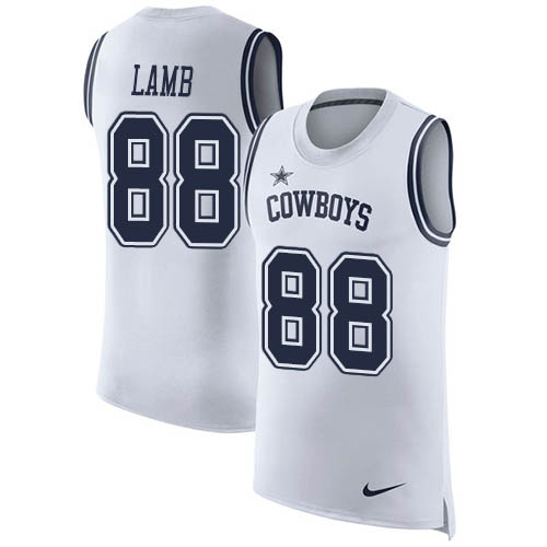 Cowboys #88 CeeDee Lamb White Men's Stitched Limited Rush Tank Top Jersey
