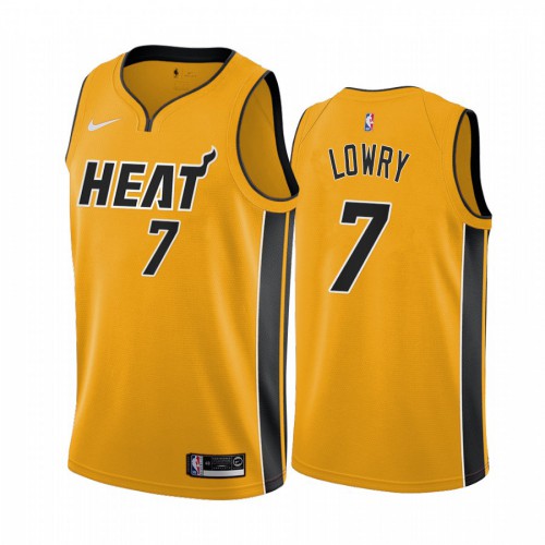 Miami Miami Heat #7 Kyle Lowry Youth Yellow Swingman 2020-21 Earned Edition Jersey Youth