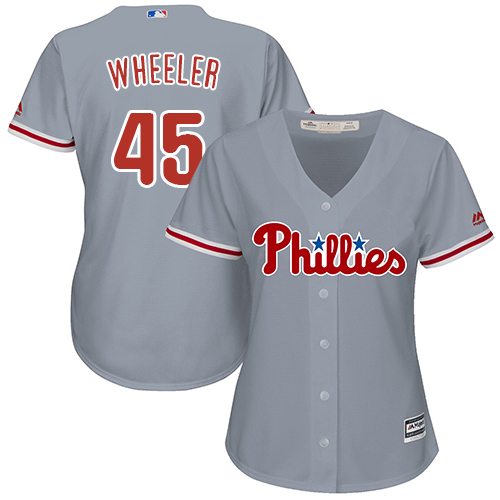 Philadelphia Phillies #45 Zack Wheeler Grey Road Women's Stitched Jersey Womens