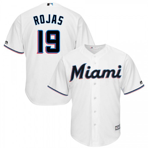 Miami Miami Marlins #19 Miguel Rojas Majestic Home 2019 Cool Base Player Jersey White Men's