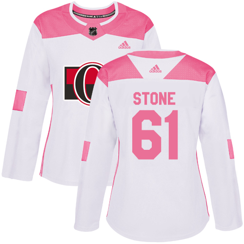 Adidas Ottawa Senators #61 Mark Stone White/Pink Authentic Fashion Women's Stitched Jersey Womens