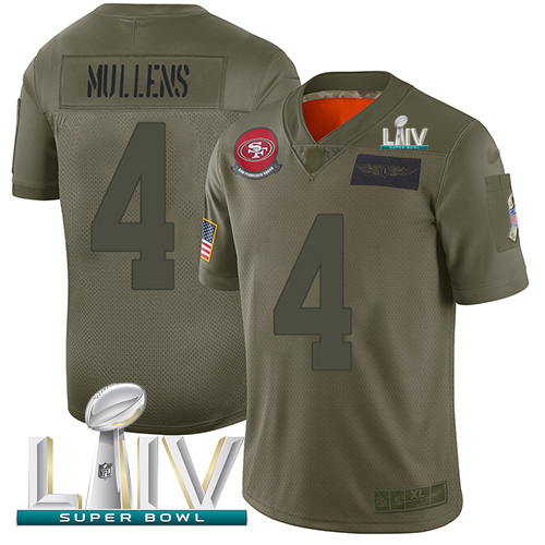 San Francisco 49ers #4 Nick Mullens Camo Super Bowl LIV 2020 Youth Stitched Limited 2019 Salute To Service Jersey Youth