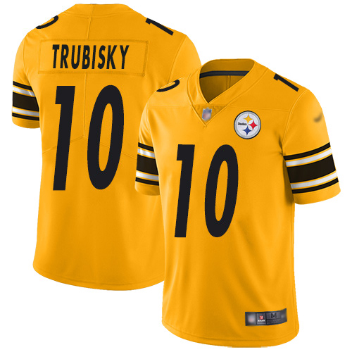 Steelers #10 Mitchell Trubisky Gold Men's Stitched Limited Inverted Legend Jersey
