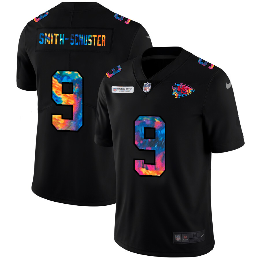 Kansas City Chiefs #9 JuJu Smith-Schuster Men's Multi-Color Black 2020 Crucial Catch Vapor Untouchable Limited Jersey