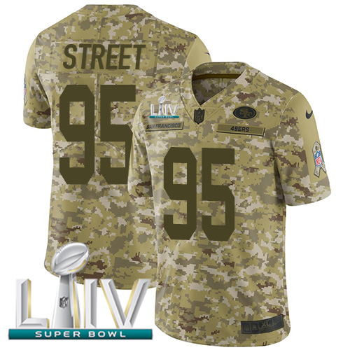 San Francisco 49ers #95 Kentavius Street Camo Super Bowl LIV 2020 Youth Stitched Limited 2018 Salute To Service Jersey Youth