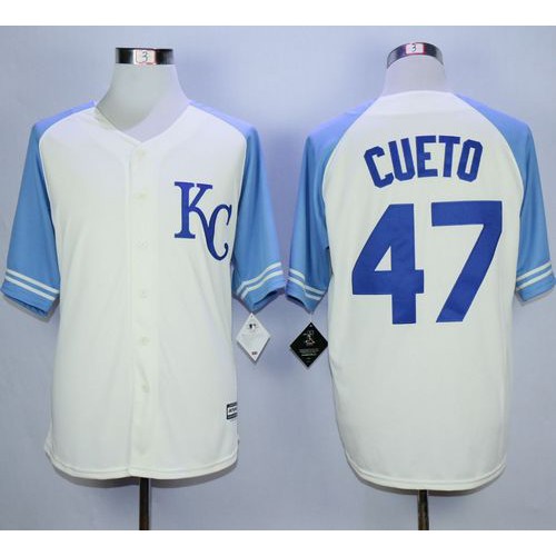 Kansas City Royals #47 Johnny Cueto Cream Exclusive Vintage Stitched Jersey Men's