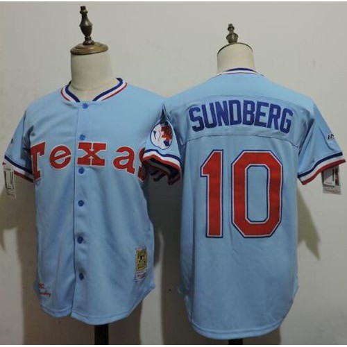 Mitchell And Ness Texas Rangers #10 Jim Sundberg Light Blue Throwback Stitched Jersey Men's