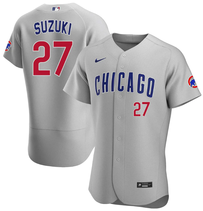 Men's Chicago Chicago Cubs #27 Seiya Suzuki Gray Road 2020 Authentic Team Jersey