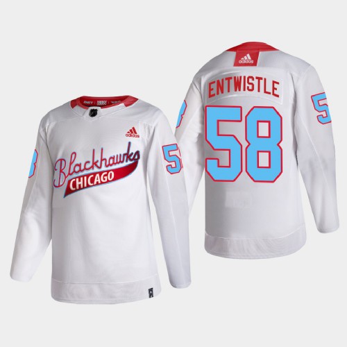 Chicago Chicago Blackhawks #58 Mackenzie Entwistle Men's White One Community Night Jersey Men's
