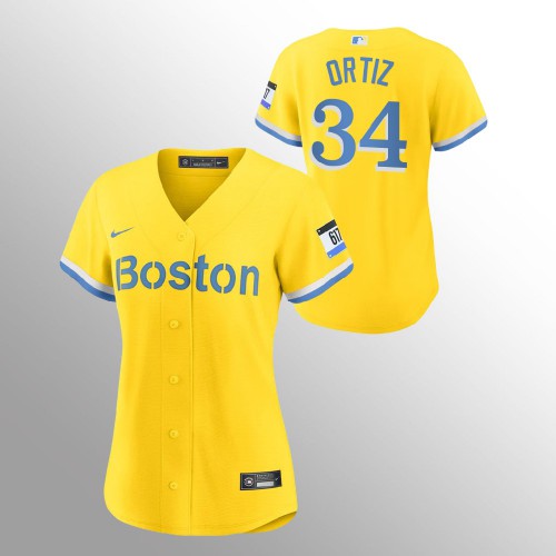 Boston Boston Red Sox #34 David Ortiz Women's 2021 City Connect Gold Fans Version Jersey Womens