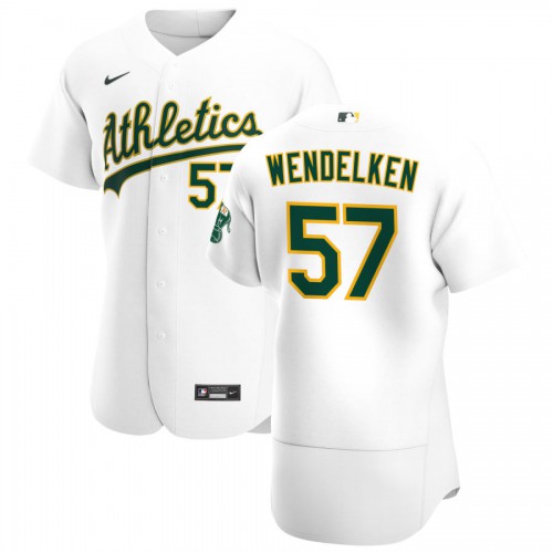 Oakland Oakland Athletics #57 J.B. Wendelken Men's White Home 2020 Authentic Player Jersey Men's