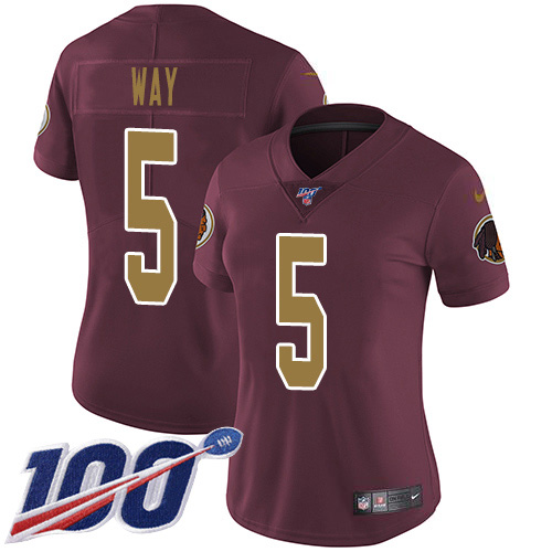 Washington Commanders #5 Tress Way Burgundy Alternate Women's Stitched 100th Season Vapor Untouchable Limited Jersey Womens