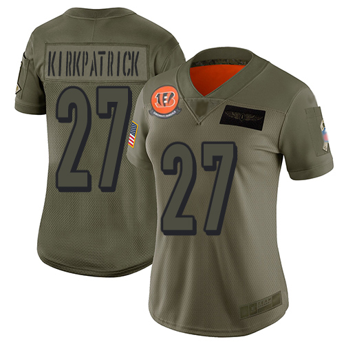 Cincinnati Bengals #27 Dre Kirkpatrick Camo Women's Stitched Limited 2019 Salute to Service Jersey Womens