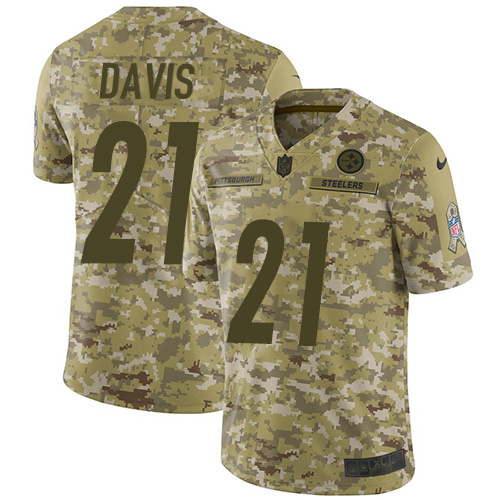 Pittsburgh Steelers #21 Sean Davis Camo Men's Stitched Limited 2018 Salute To Service Jersey Men's