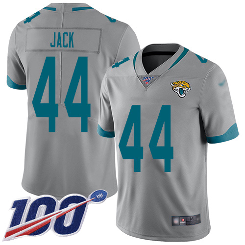 Jacksonville Jaguars #44 Myles Jack Silver Men's Stitched Limited Inverted Legend 100th Season Jersey Men's