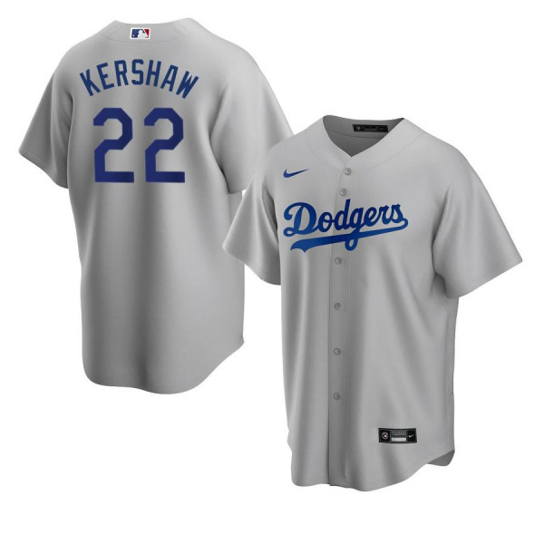 Men's Youth Women's Los Angeles Dodgers 22 Replica Gray Alternate 2020 Clayton Kershaw Jersey